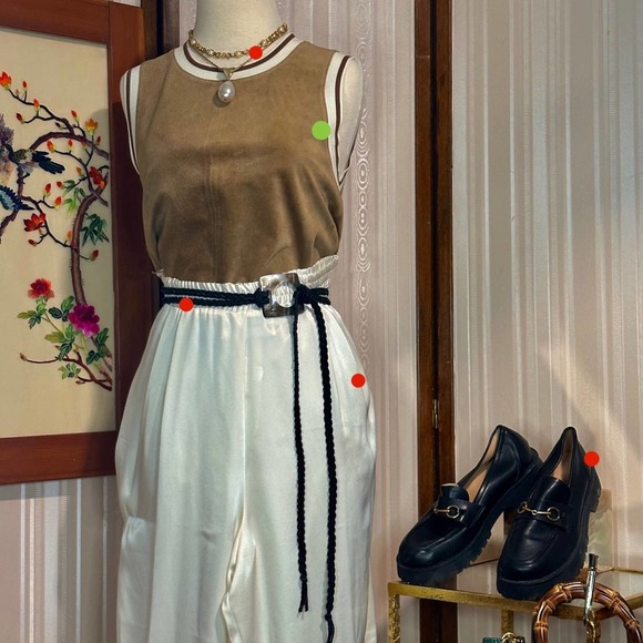 Theory Beige Leather Sleeveless Tank Top - Picture 7 of 9